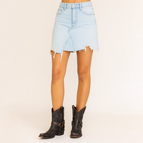 Free People Dresses & Skirts - Free People Going Rogue Denim Mini Skirt Light‎ Wash Size 26